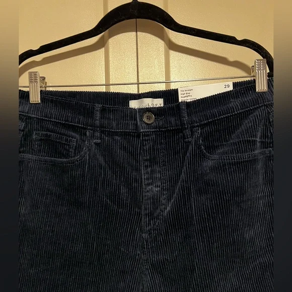 NWT Loft Dark Blue Corduroy Pants - Picture 1 of 5